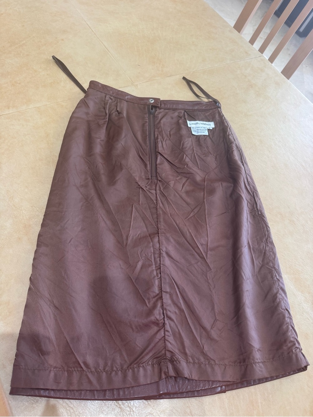 PRICE DROP: LOWELL & WHITNEY, 6, lined, COGNAC/BROWN LAMBSKIN LEATHER SKIRT - Picture 7 of 7